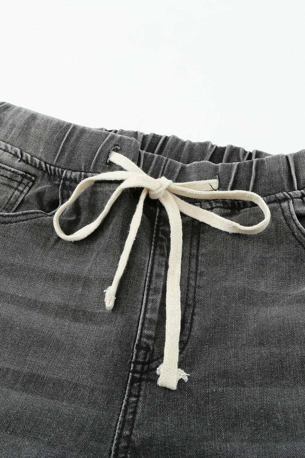 Distressed raw hem joggers - Love Salve